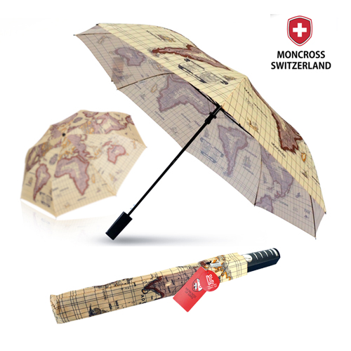 [몽크로스] 2단 고지도 패턴 반자동 우산
